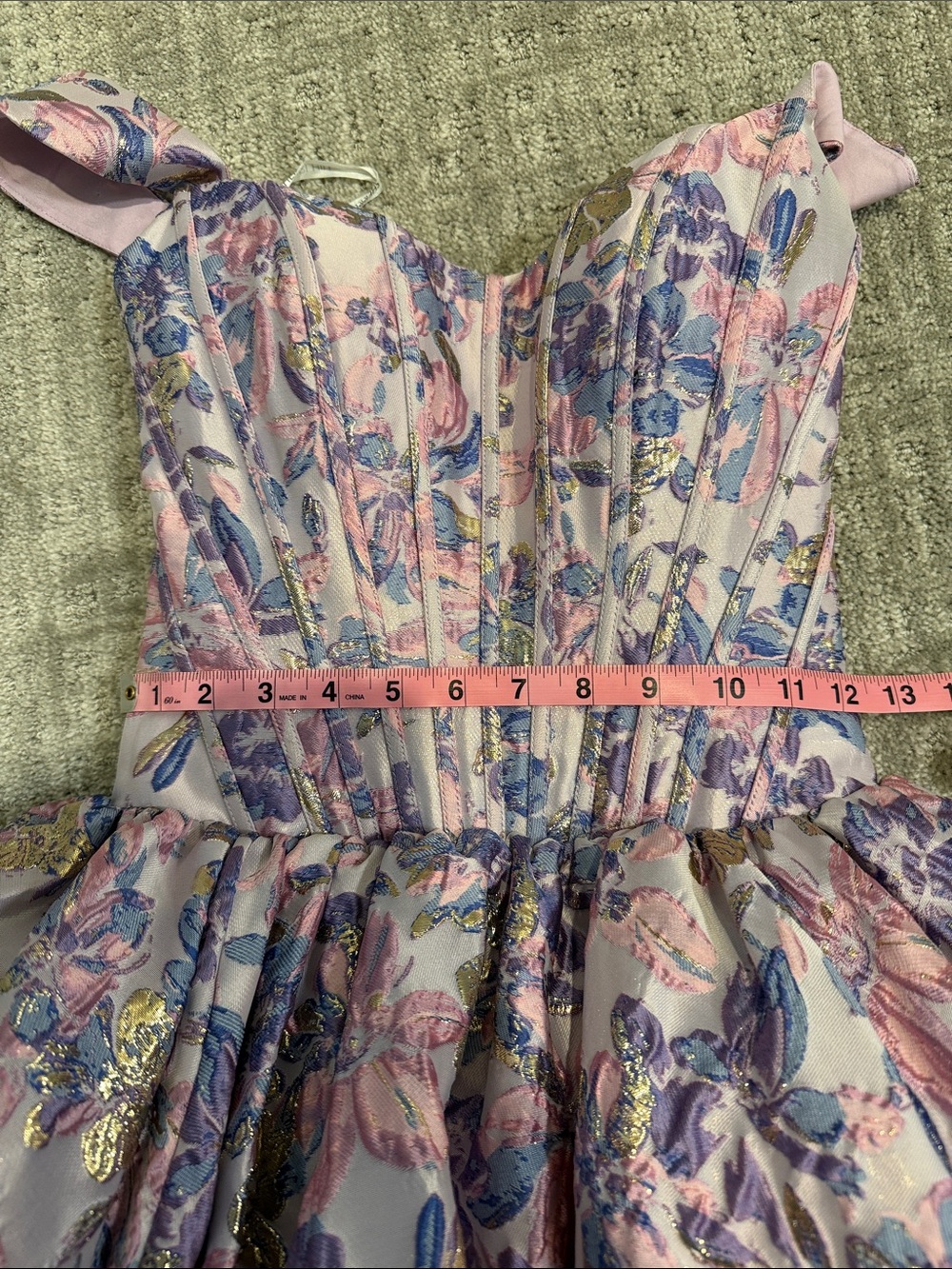 Sherri Hill 57365 Pink Lilac Floral Off-Shoulder Party Dress - Picture 4 of 5
